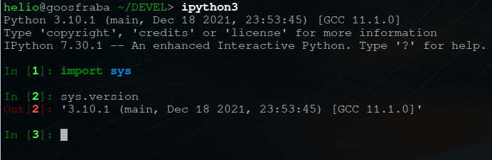 Tela de ipython mostrando versão 3.10.1 do python.